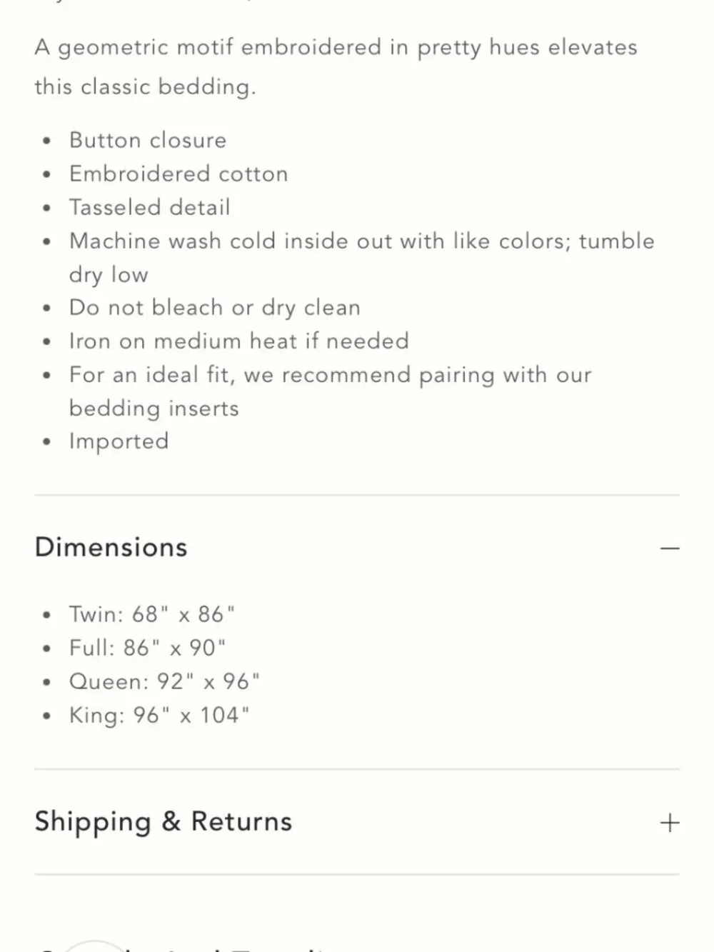 Anthropologie Boho Meramec Embroidered Bedding Set